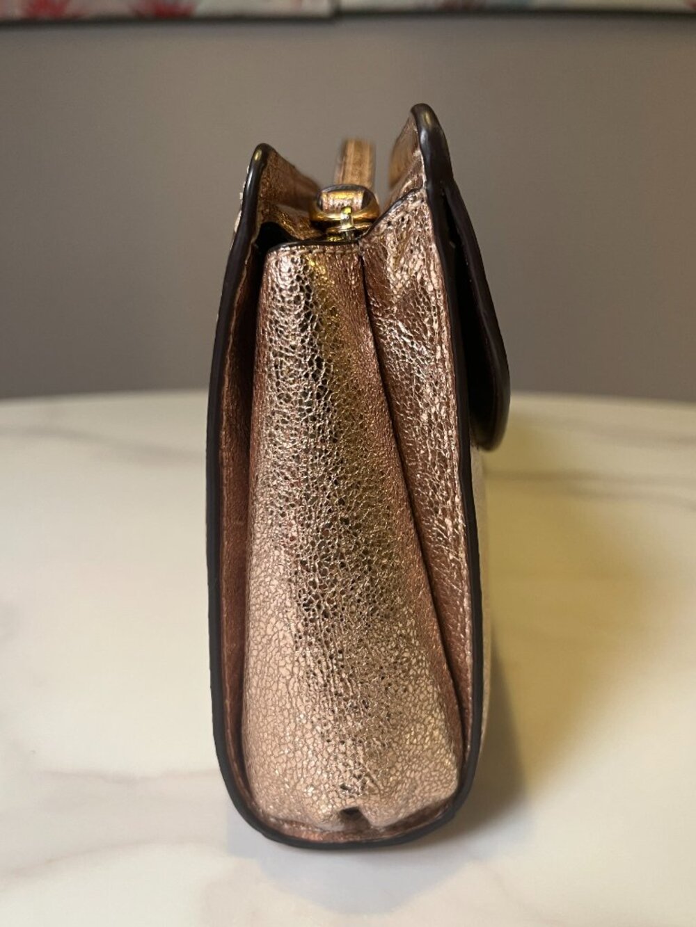 Coach Rose Gold Metallic Leather Clutch - Picture 5 of 13